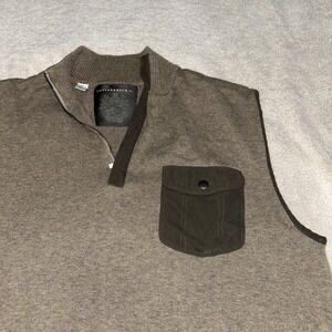 Cutter & Buck 1/4 Zip Brown‎ suede Sweater Vest Men's Large Golf Preppy
